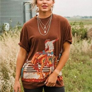 EUC Buckle Sterling & Stitch Rodeo Cowboy Oversized Graphic Tee